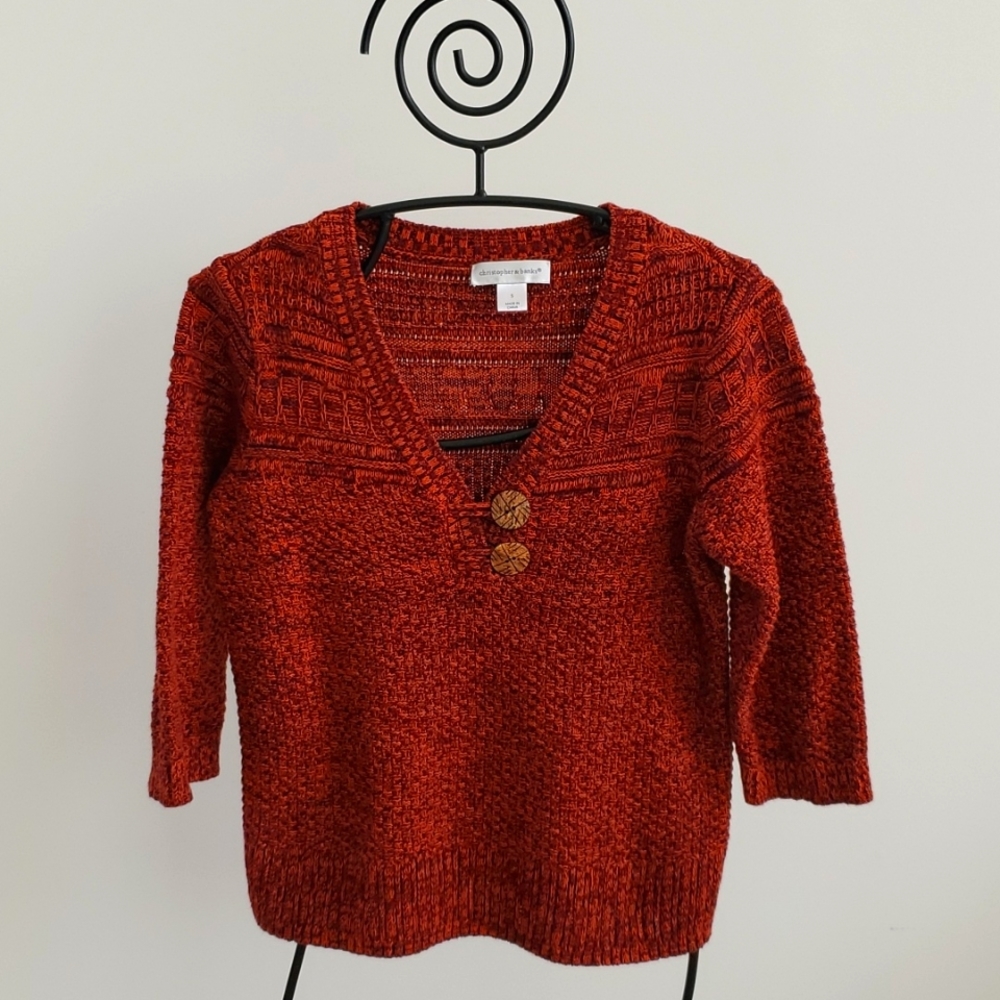 Christopher & Banks * 3/4 sleeve, v-neck sweater